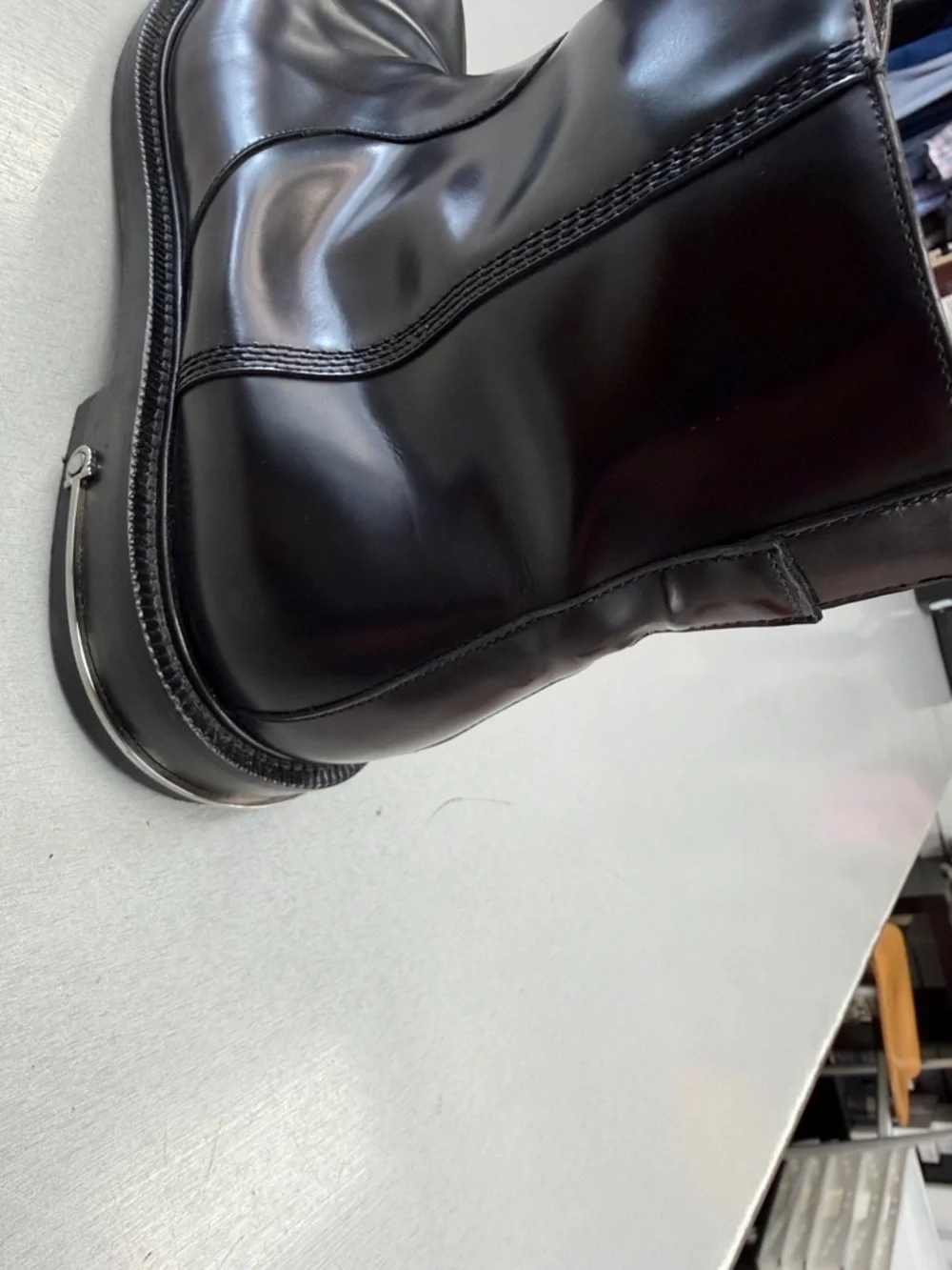 Salvatore Ferragamo Black Men's Zip-Front Leather Ankle Boot